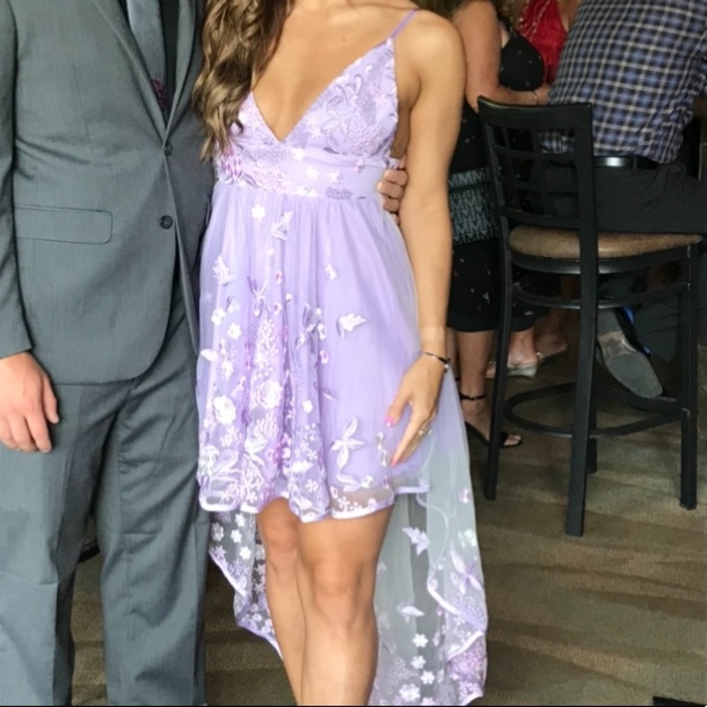 Fashion Nova purple high low dress